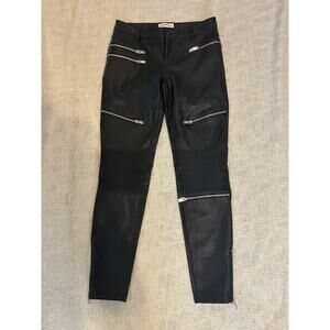 Zara Black Zip Skinny Faux Leather Moto Legging Size Small